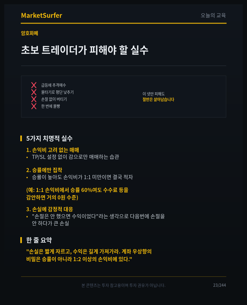 초보 트레이더가 피해야 할 실수 교육 카드 1